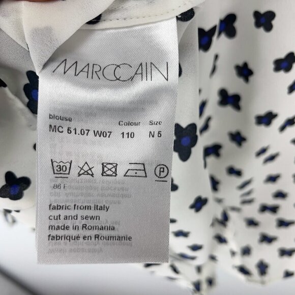 MARC CAIN Liberty Print Button up Shirt Floral Neck tie White Office sz 5 - Picture 9 of 11